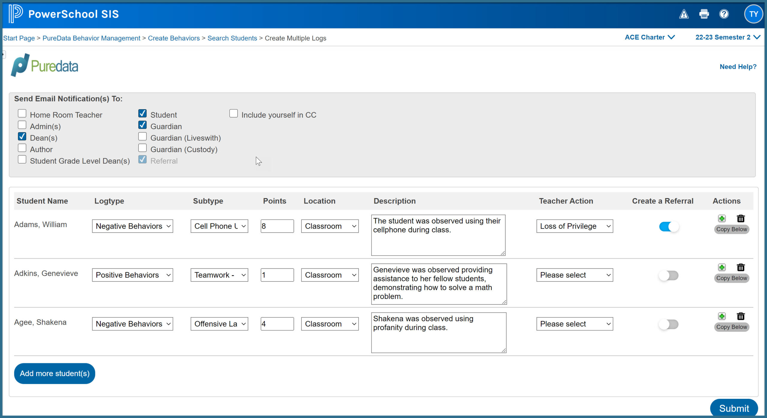 PowerSchool Behavior Management PBIS Plugin Pure DataPure Data