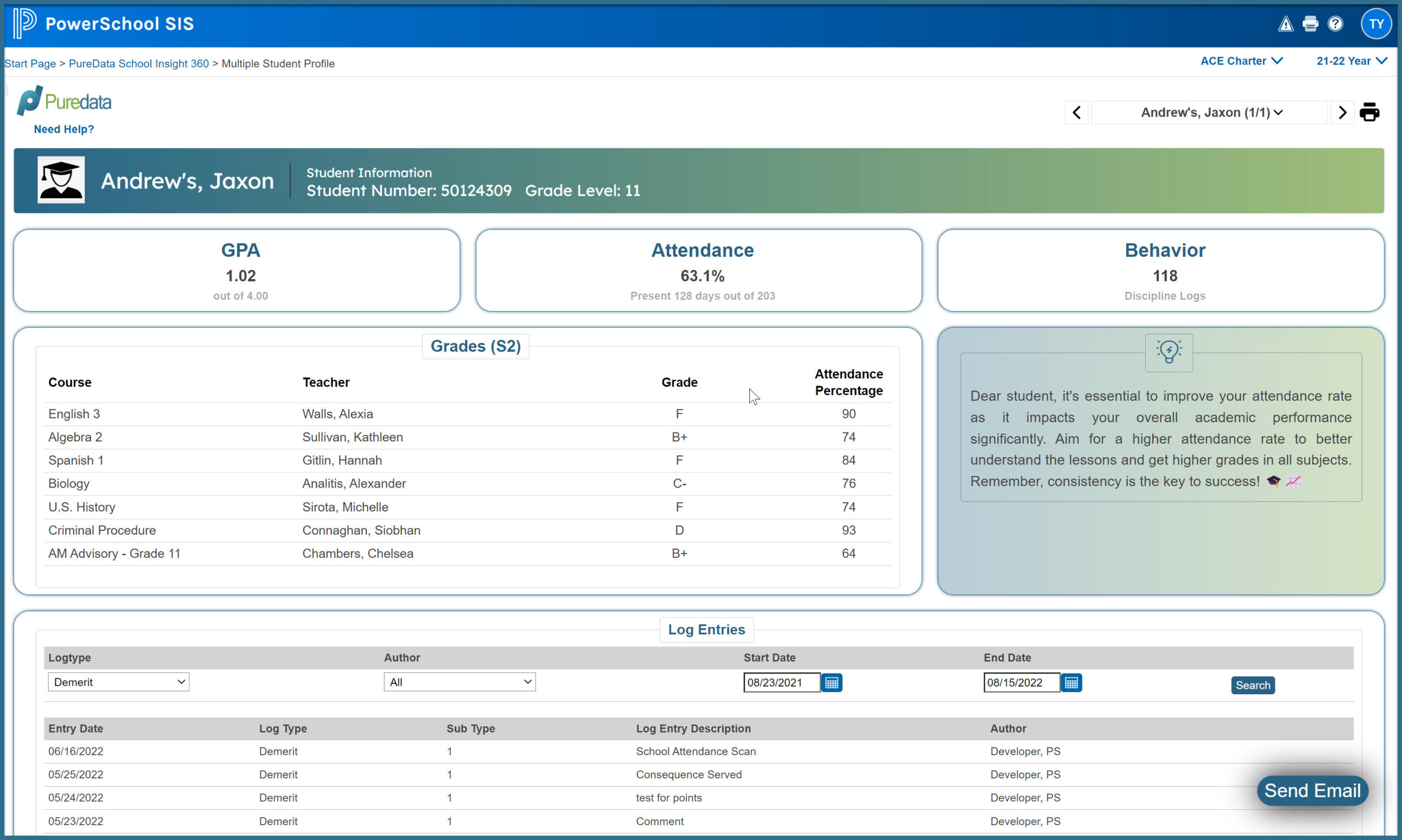 PowerSchool Student Profile